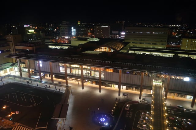 Nagano Station Zenkō-ji exit at night.