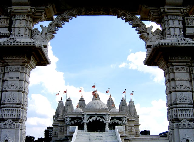 BAPS Shri Swaminarayan Mandir in London, United Kingdom is the largest Hindu temple in England.