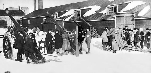 An artillery school set up by the anti-socialist "Whites" during the Finnish Civil War, 1918