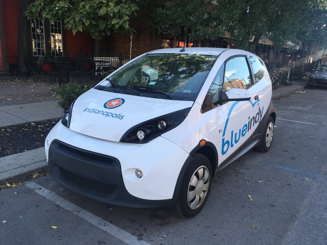 Bolloré Bluecar's BlueIndy at a charging station in Broad Ripple.