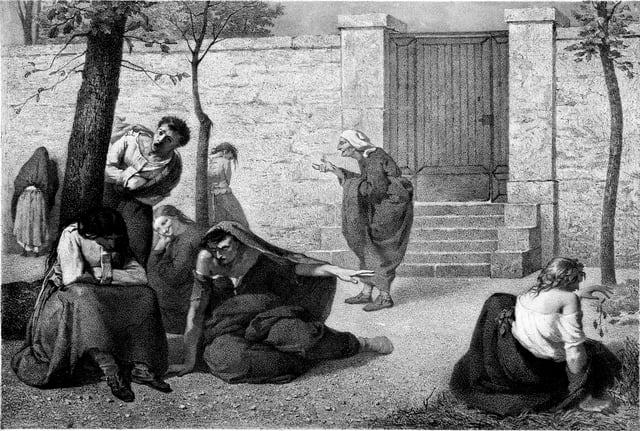 Eight patients representing mental diagnoses as of the 19th century at the Salpêtrière, Paris.