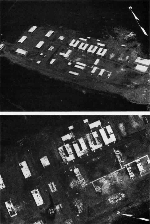 Calivigny barracks before and after being bombed
