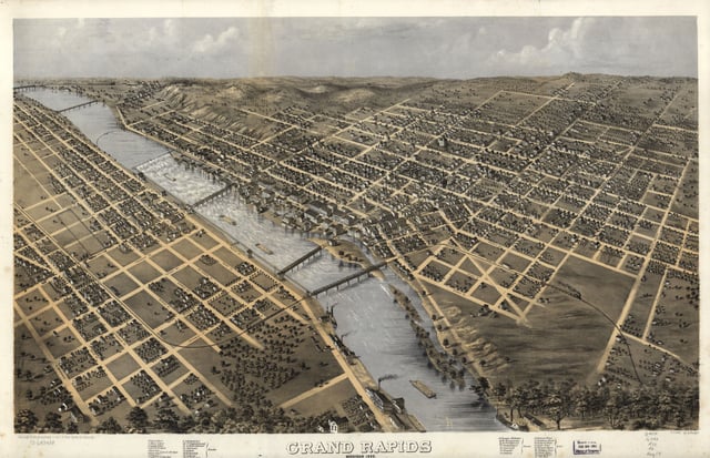 An 1868 pictorial map of Grand Rapids