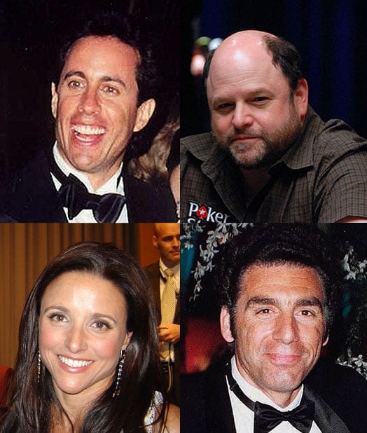 Jerry Seinfeld (upper left); Jason Alexander (upper right); Michael Richards (lower right); Julia Louis-Dreyfus (lower left)