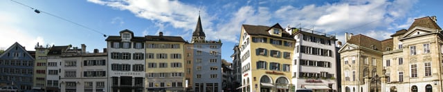 Panoramic view of Münsterhof square with some of the Guild houses