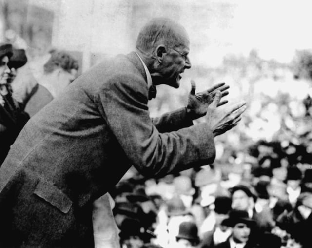 Debs speaking in Canton, Ohio in 1918, being arrested for sedition shortly thereafter