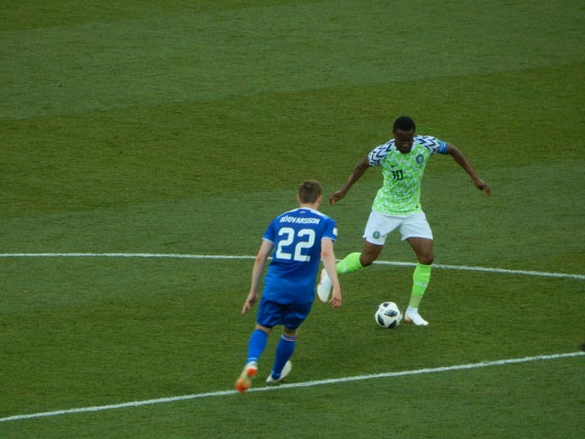 Mikel with Nigeria against Iceland at the 2018 FIFA World Cup