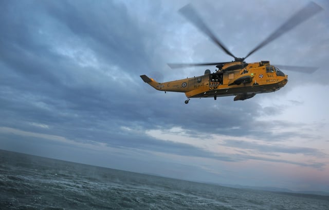 Sea King helicopter being flown by William in 2010