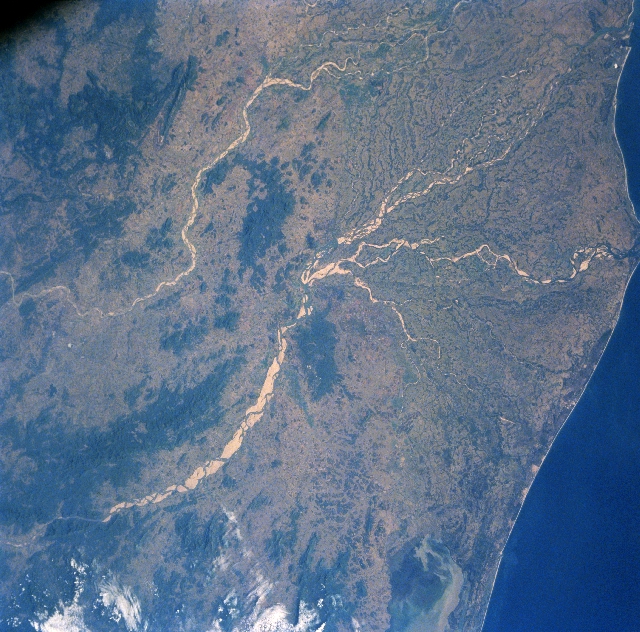 Satellite view of the Mahanadi river delta