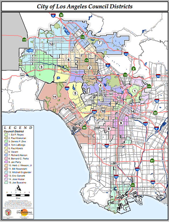 Map of the districts in the LA City Council. Venice is in District 11.
