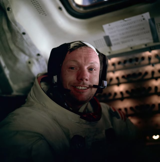 Aldrin took this photo of Armstrong in the cabin after the completion of the EVA on July 21, 1969.
