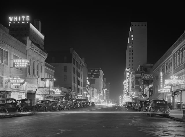 Elm Street at night, January 1942