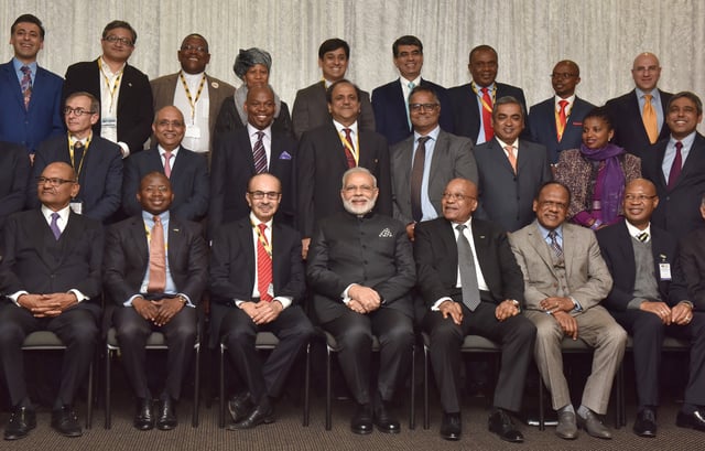 Zuma and Narendra Modi at the India-South Africa business summit in Pretoria, 2016