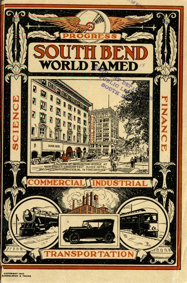 This 1922 pamphlet demonstrates the visions of progress and global importance nurtured by the early period of industrialization in South Bend.