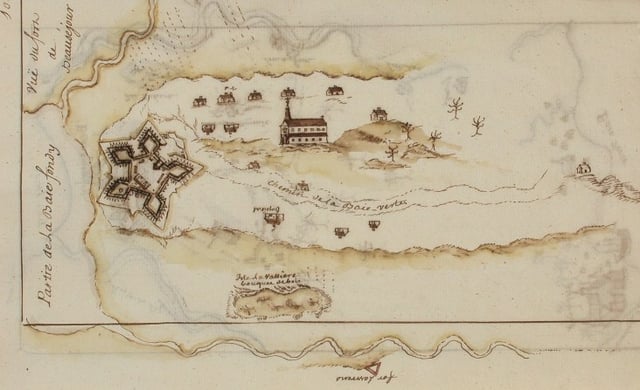 Fort Beauséjour at the Isthmus of Chignecto. The French built the fort in 1751 in an effort to limit British expansion into continental Acadia.