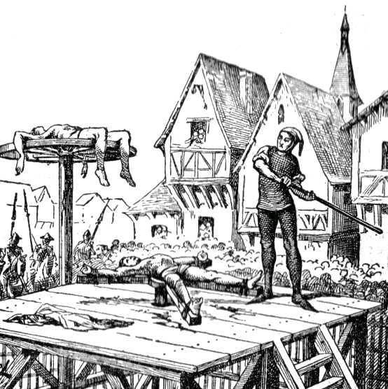 The breaking wheel was used during the Middle Ages and was still in use into the 19th century.