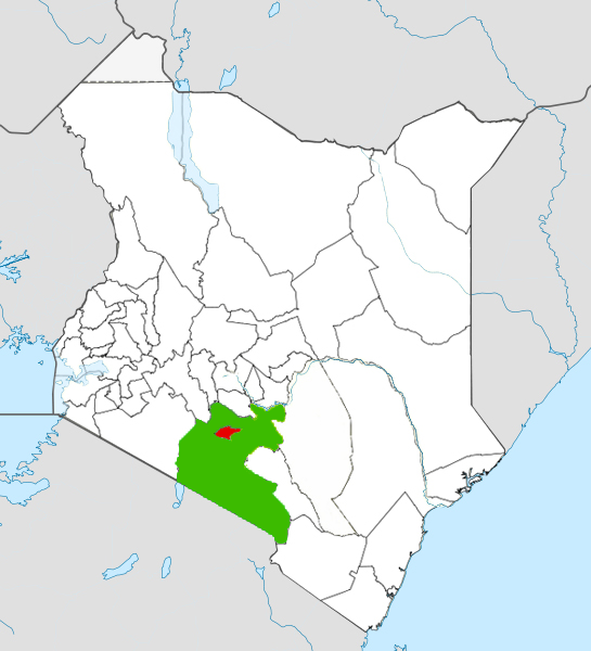 Nairobi County (Red) surrounding Nairobi Metro (Green)