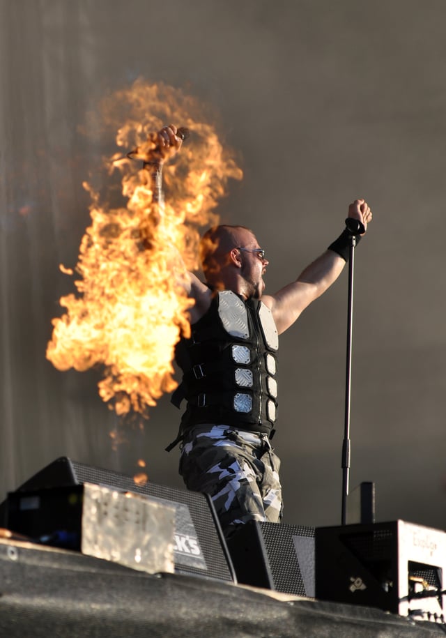 Joakim Brodén performing at Wacken Open Air in 2013