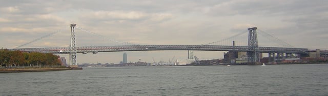 Williamsburg Bridge, as seen from Wallabout Bay with Greenpoint and Long Island City in background