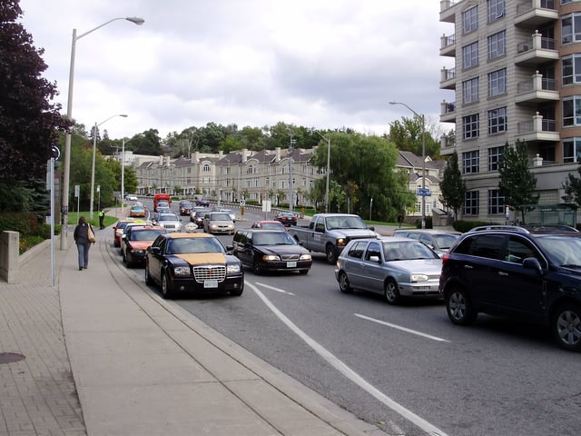 Looking east on York Mills Road from Yonge Street
