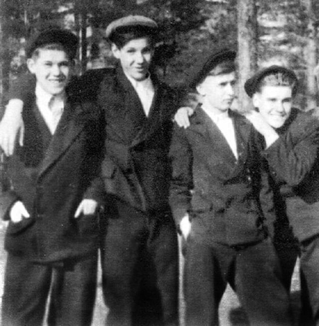 Yeltsin (second from left) with childhood friends