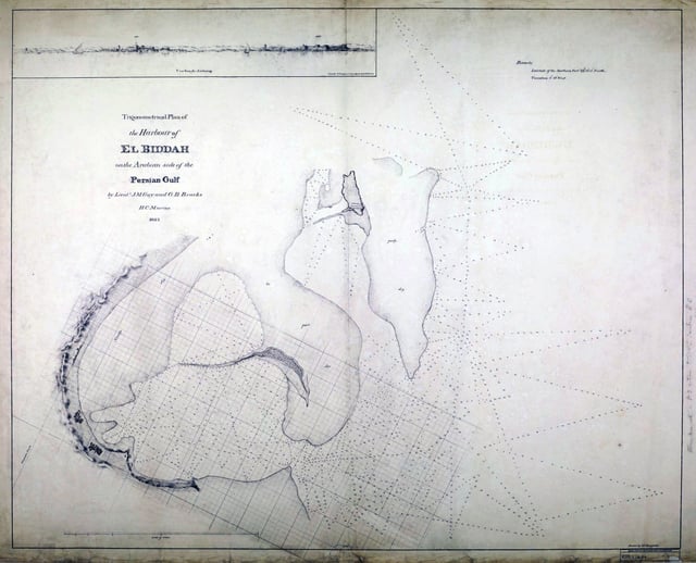 ‘Trigonometrical plan of the harbour of El Biddah on the Arabian side of the Persian Gulf’, 1823.