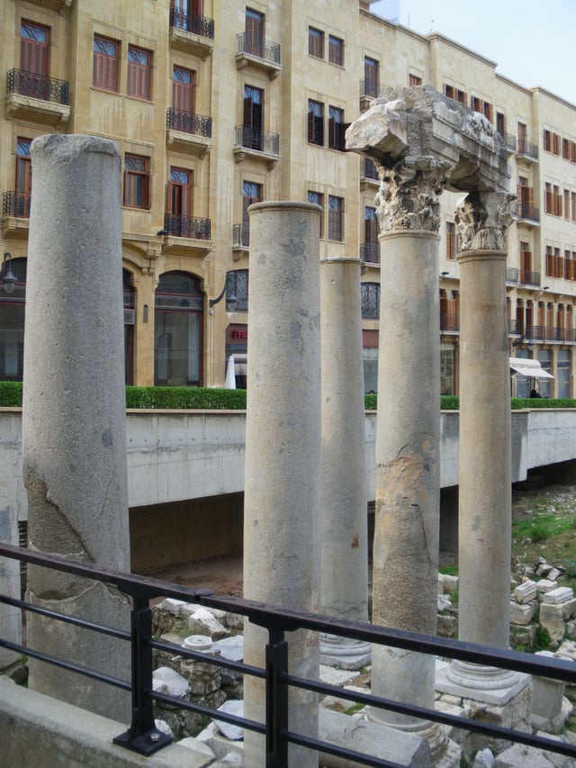 Roman Columns of Basilica near the Forum of Berytus