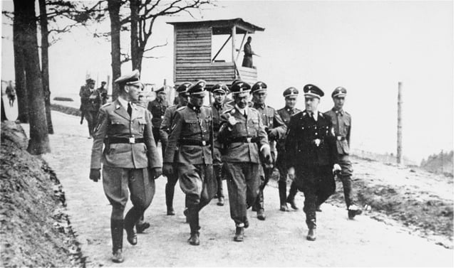 Himmler, Ernst Kaltenbrunner, and other SS officials visiting Mauthausen concentration camp in 1941