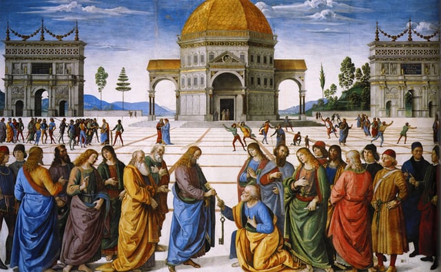 The Giving of the Keys to Saint Peter painted by Pietro Perugino (1492)
