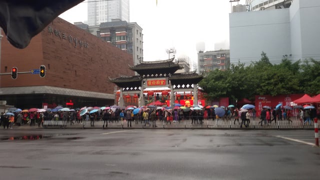Gathering at a Temple of the City God of Guangzhou, Guangdong.