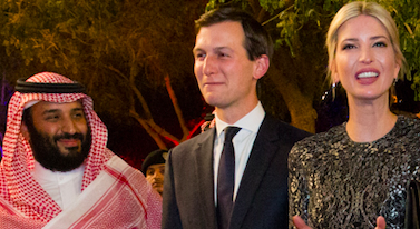 Kushner with Ivanka and Saudi Arabia's Crown Prince Mohammad bin Salman in May 2017