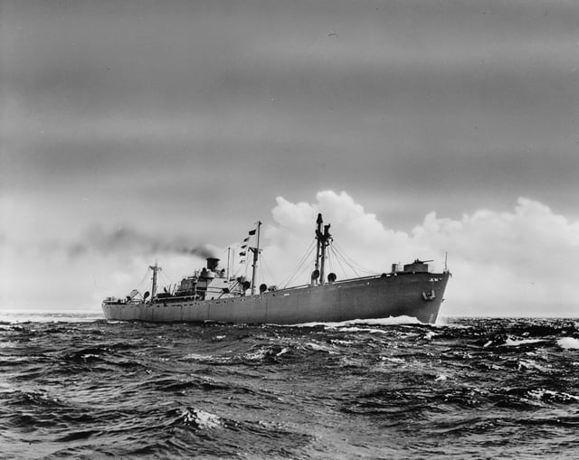 A Liberty ship of the type built at Alabama Drydock and Shipbuilding Company during World War II. 20 were completed in Mobile.