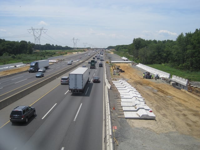 Construction of the new lanes as seen in Robbinsville Township in July 2012