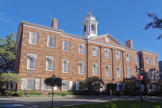 Old Queens, the oldest building at Rutgers University in New Brunswick, New Jersey, built between 1809–1825. Old Queens houses much of the Rutgers University administration.