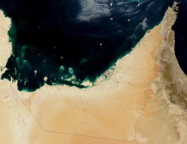 Satellite image of United Arab Emirates