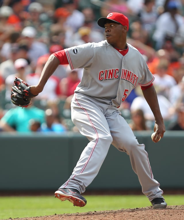 Chapman pitching for the Cincinnati Reds in 2011