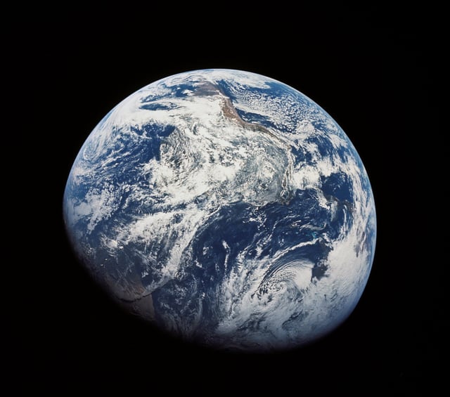 NASA is famous for the first human visits to the Moon, (Apollo 8 image of Earth, 1968)