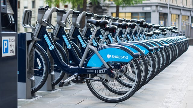 A Barclays Cycle Hire docking station in central London