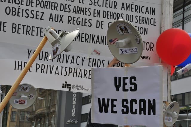 Protest against the mass surveillance by the NSA