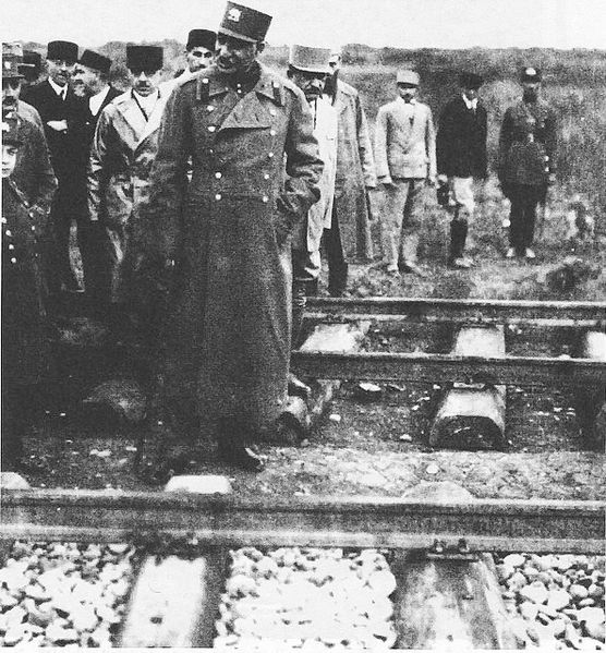 Reza Shah opening a railway station