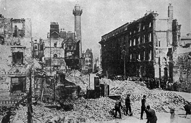 Sackville Street (now O'Connell Street) after the 1916 Easter Rising in Dublin