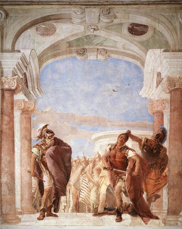 The Anger of Achilles, by Giovanni Battista Tiepolo depicts the Greek hero attacking Agamemnon.