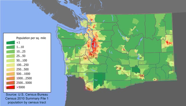 Washington population density map