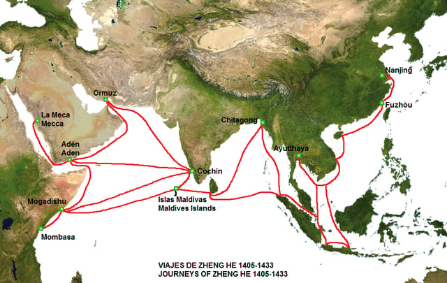 Port cities on the maritime silk route featured on the voyages of Zheng He.