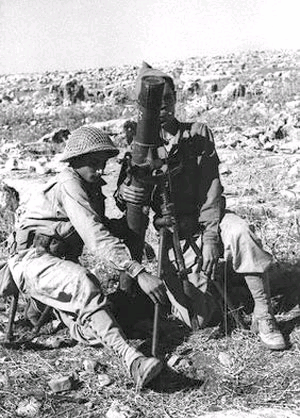 An Israeli mortar team outside Safsaf in October 1948.
