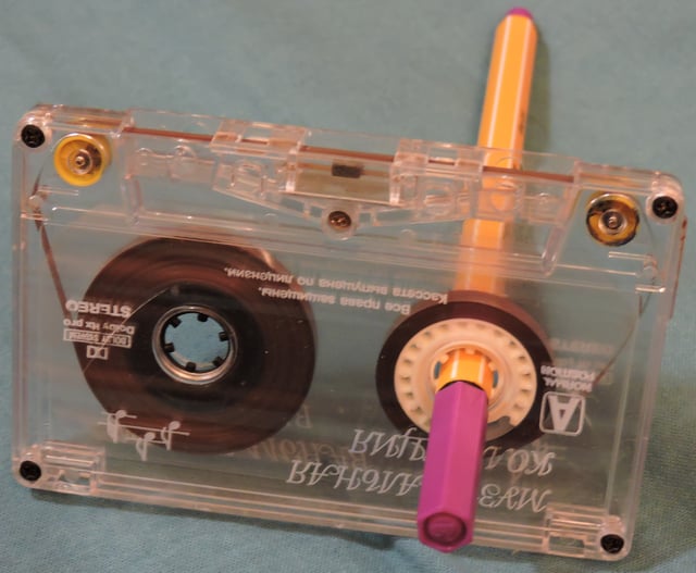 Cassettes can be rewound with a pen or pencil