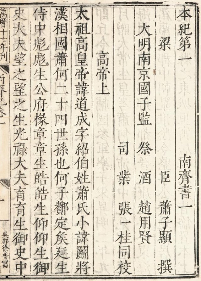 A page from a Ming dynasty edition of the Book of Qi