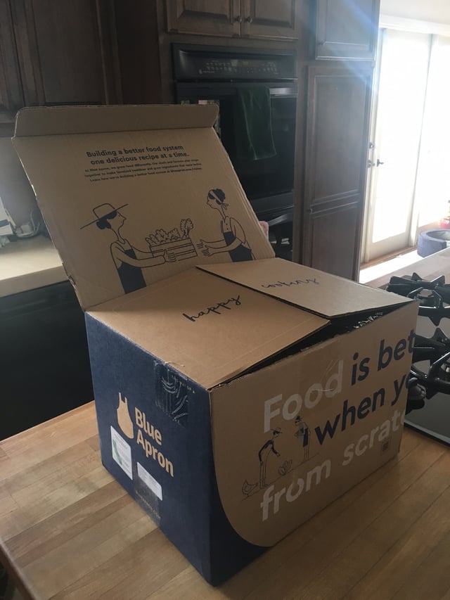Blue Apron meal kit shipping box