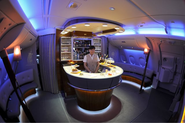 Bar on an Emirates A380