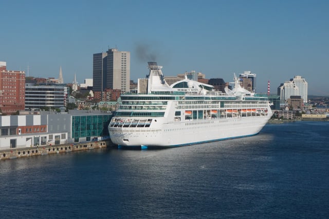 A cruise ship docked at the Port of Halifax. The port sees more than 200,000 cruise passengers each year.